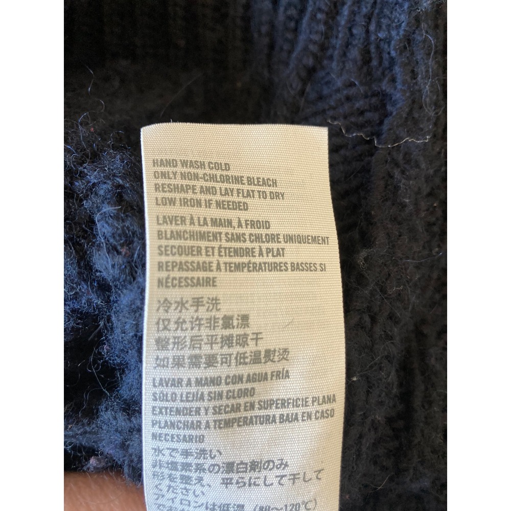 Abercrombie & Fitch Cable Knit Cardigan Sweater Womens Small Navy Blue Moose - Picture 9 of 12